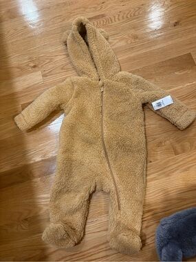 Old Navy Teddy Fleece Hooded One-Piece in Camel